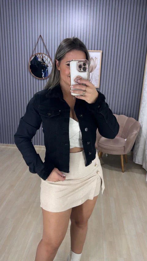 Jaqueta jeans pelinhos